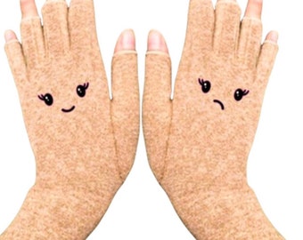 Fingerless Gloves for Arthritis, Customized, Women fingerless gloves, short gloves, Mother’s day gift, Compression gloves - Mood Swings