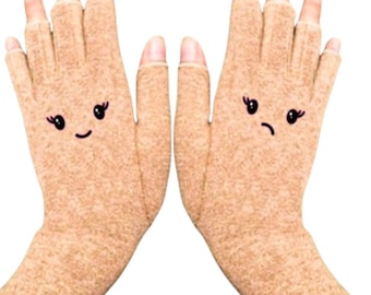 Handmade Compression Fingerless Gloves: Arthritis Relief, Mood Swings Design
