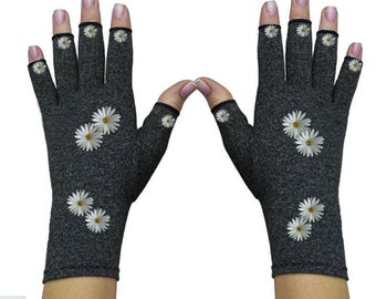 Fingerless Gloves for Women - Arthritis Gloves - Texting Gloves - Arthritis Relief - Driving Gloves - Compression Gloves - Two Daisies