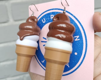 3 inch chocoladeschelp Soft Serve Ice Cream oorbellen