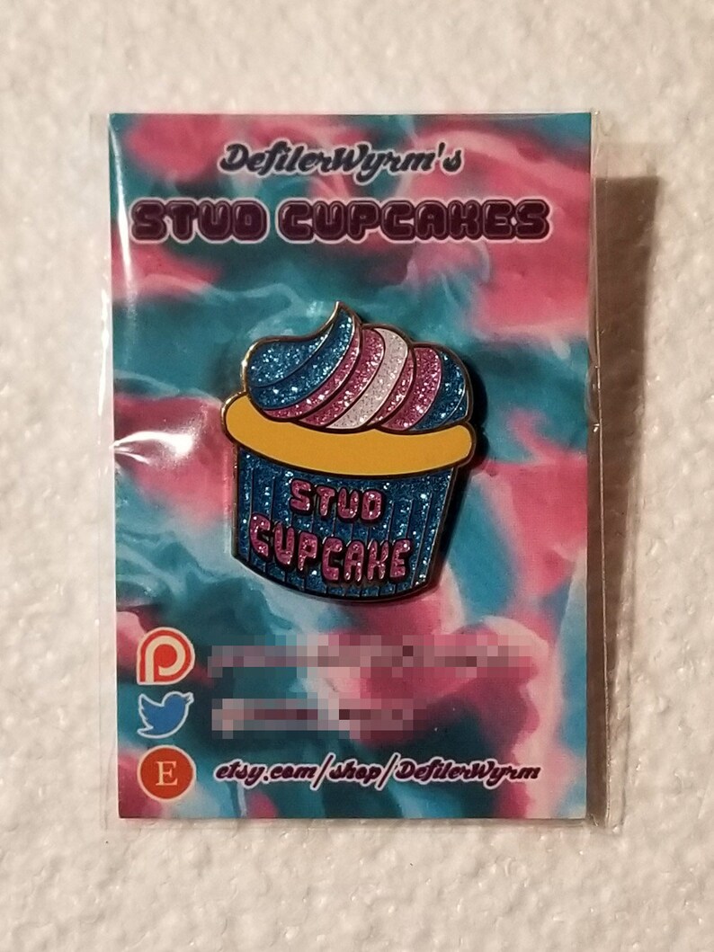 LIMITED EDITION Stud Cupcake Hard Enamel Glitter Trans Pride Pin