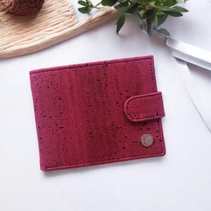 Cartera de corcho burdeos para mujer - vegana - Idea de regalo de cumpleaños - Regalo para mujer - Alternativa ética al cuero animal