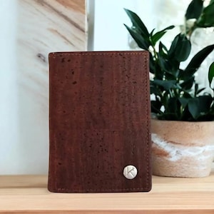Portefeuille en liège marron, cadeau éco-friendly et vegan - idée cadeau Homme