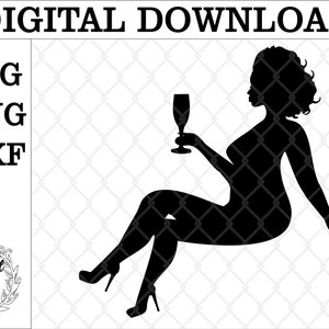 Sitting lady silhouette cake topper svg. Fuller figure lady svg. Cake topper. digital file Sitting lady cake topper. Birthday cake topper.