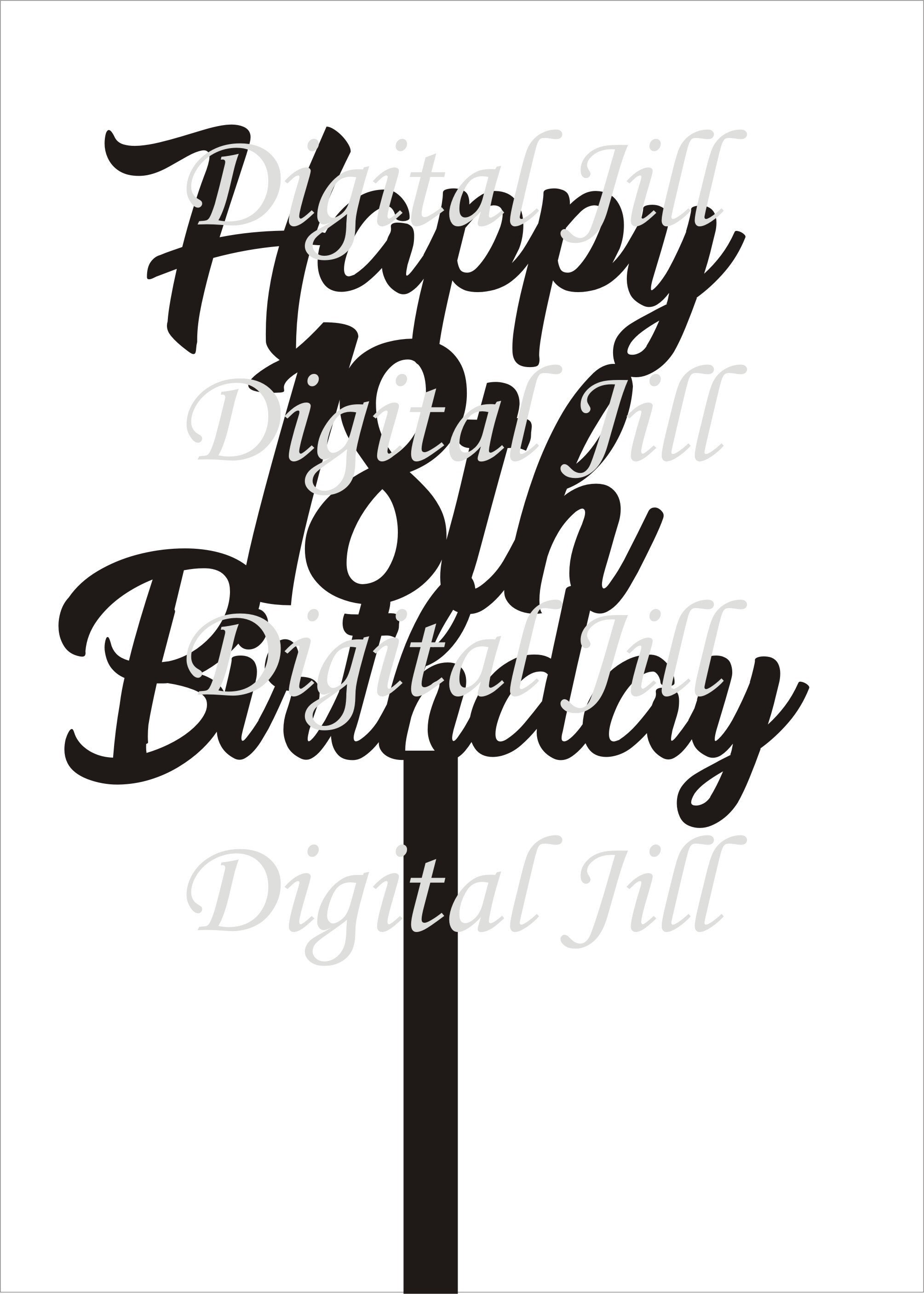 Happy 18th Birthday Cake Topper Svg. Digital Download Cake | Etsy Canada