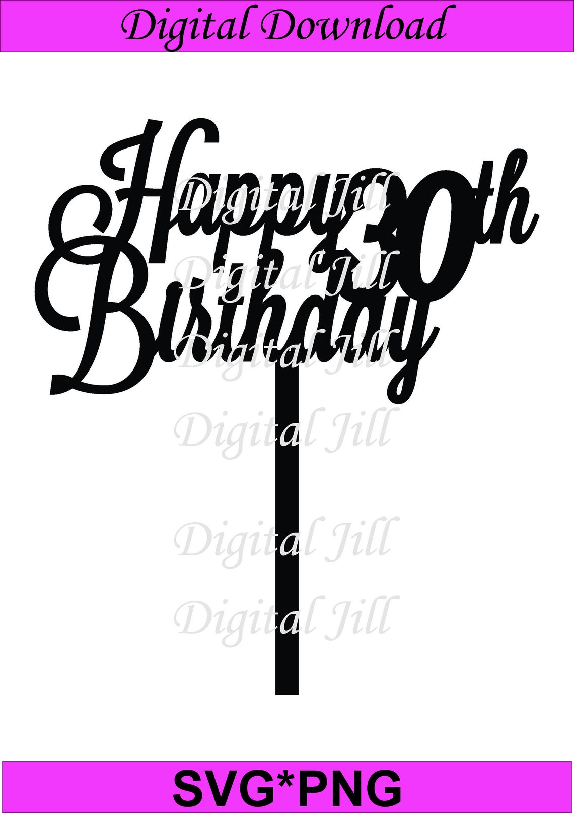 Happy 30th Birthday Cake Topper. Digital Download Cake Topper. - Etsy