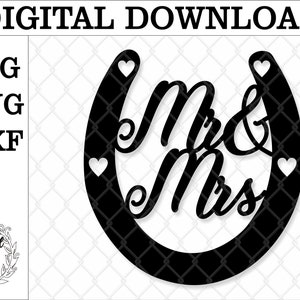 Horseshoe Mr and Mrs cake topper. Wedding cake topper. Mr and Mrs Horseshoe. SVG PNG file. Digital download cake topper.