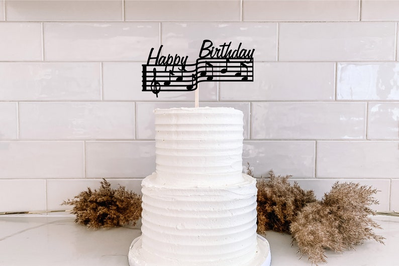 Musical Cake Topper Svg. Happy Birthday Music Cake Topper. Etsy