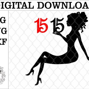 15th birthday curly hair Sitting lady silhouette cake topper svg. Cake topper. digital file Sitting lady cake topper. Birthday cake topper.