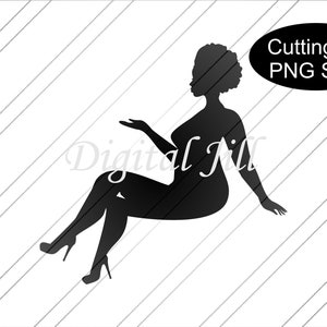 Download Sitting Lady Silhouette Cake Topper Svg Fuller Figure Lady Etsy