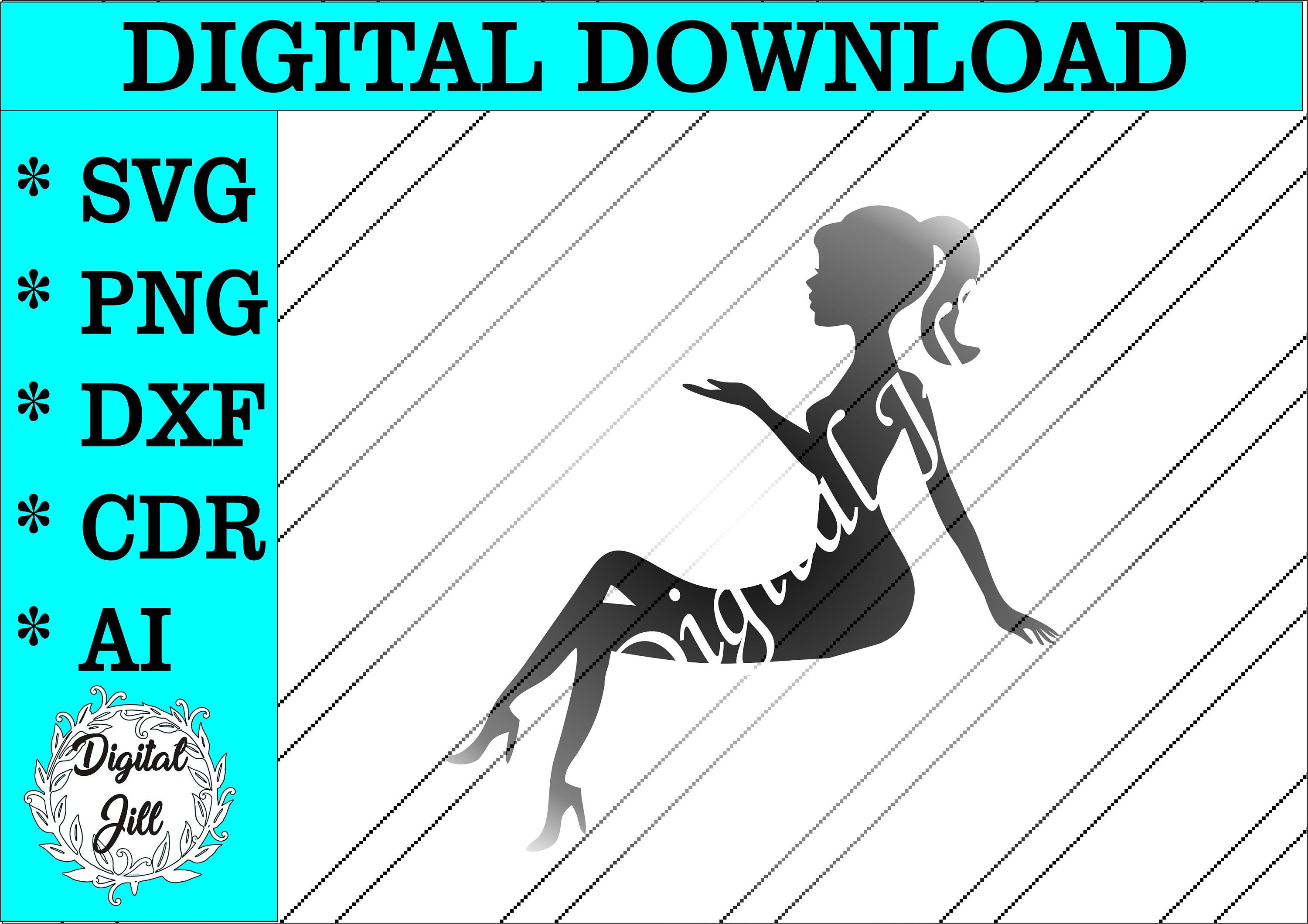 Download Sitting Lady Silhouette Cake Topper Svg Cake Topper Digital Etsy