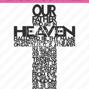 Lord's Prayer lasercut cross File. Our Father cross svg Lord's Prayer Cdr, svg, Dxf, Eps lasercut template. Lord's prayer laser cut file