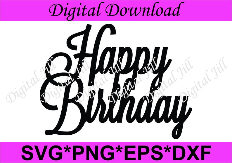 Download Happy Birthday Cake topper svg. Happy birthday laser cut dxf | Etsy