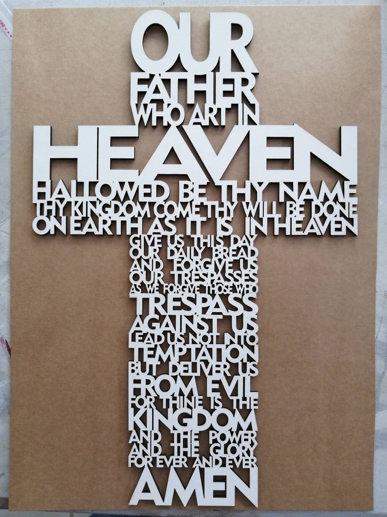 Download Lord's Prayer lasercut cross File. Our Father cross svg | Etsy
