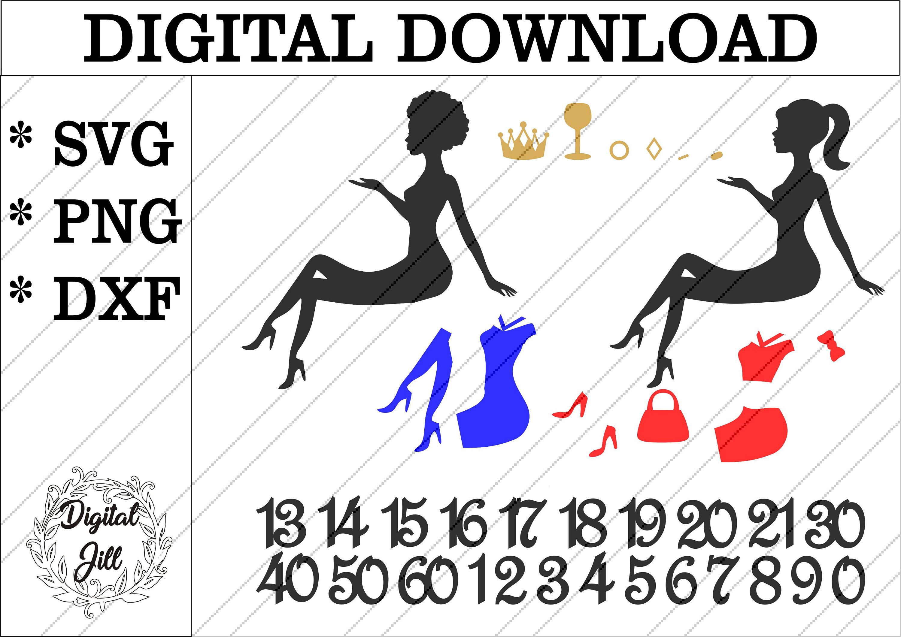 Sitting Lady Silhouette Cake Topper Bundle Svg. Bundle Digital - Etsy