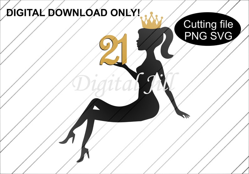Download Party Supplies Party Decor Birthday Cake Topper Cake Topper 21st Birthday With Crown Sitting Lady Silhouette Cake Topper Svg Digital File Sitting Lady Cake Topper
