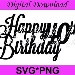 Happy 40th Birthday svg cake topper. Png, Eps, Dxf, Svg files. Happy 40th Birthday SVG cake topper. Happy 40th birthday laser cut svg file