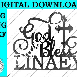Personalisierte God Bless Cake Topper svg. Benutzerdefinierte Cake Topper svg. God bless Cake Topper svg. Religiöser Cake Topper svg. Laser geschnittene Datei