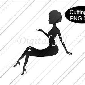 Sitzende Dame Afro Silhouette Cake Topper svg. Kuchenstecker. digitale Datei Cake Topper Sitzende Dame. Geburtstag Cake Topper.