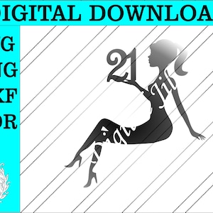 Download Sitting Lady Silhouette Cake Topper Svg Cake Topper Digital Etsy