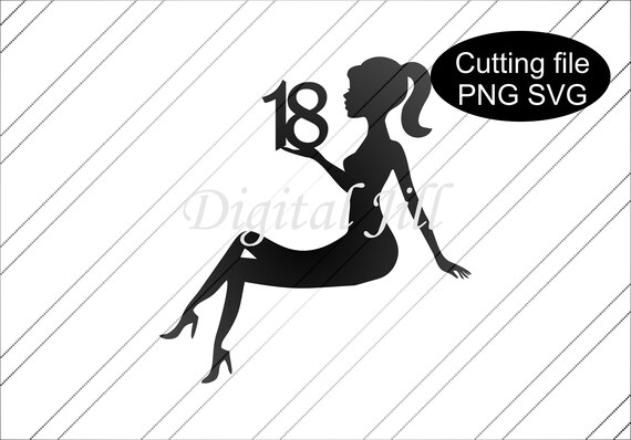 Download 18th Birthday Sitting Lady Silhouette Cake Topper Svg Cake Etsy