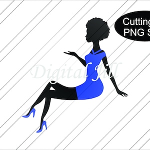 Sitting lady silhouette cake topper with dress and shoes svg. Cake topper. digital file Sitting lady cake topper. Birthday cake topper.
