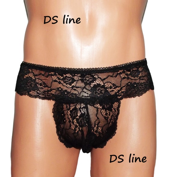 Ropa interior de tanga de encaje para hombres negra | Etsy España