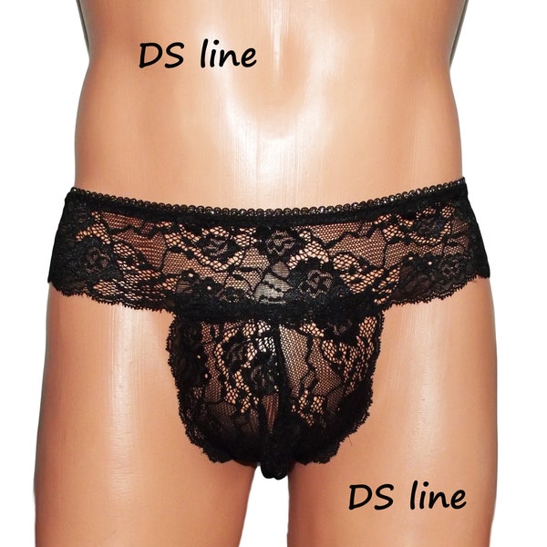 String homme en dentelle noir