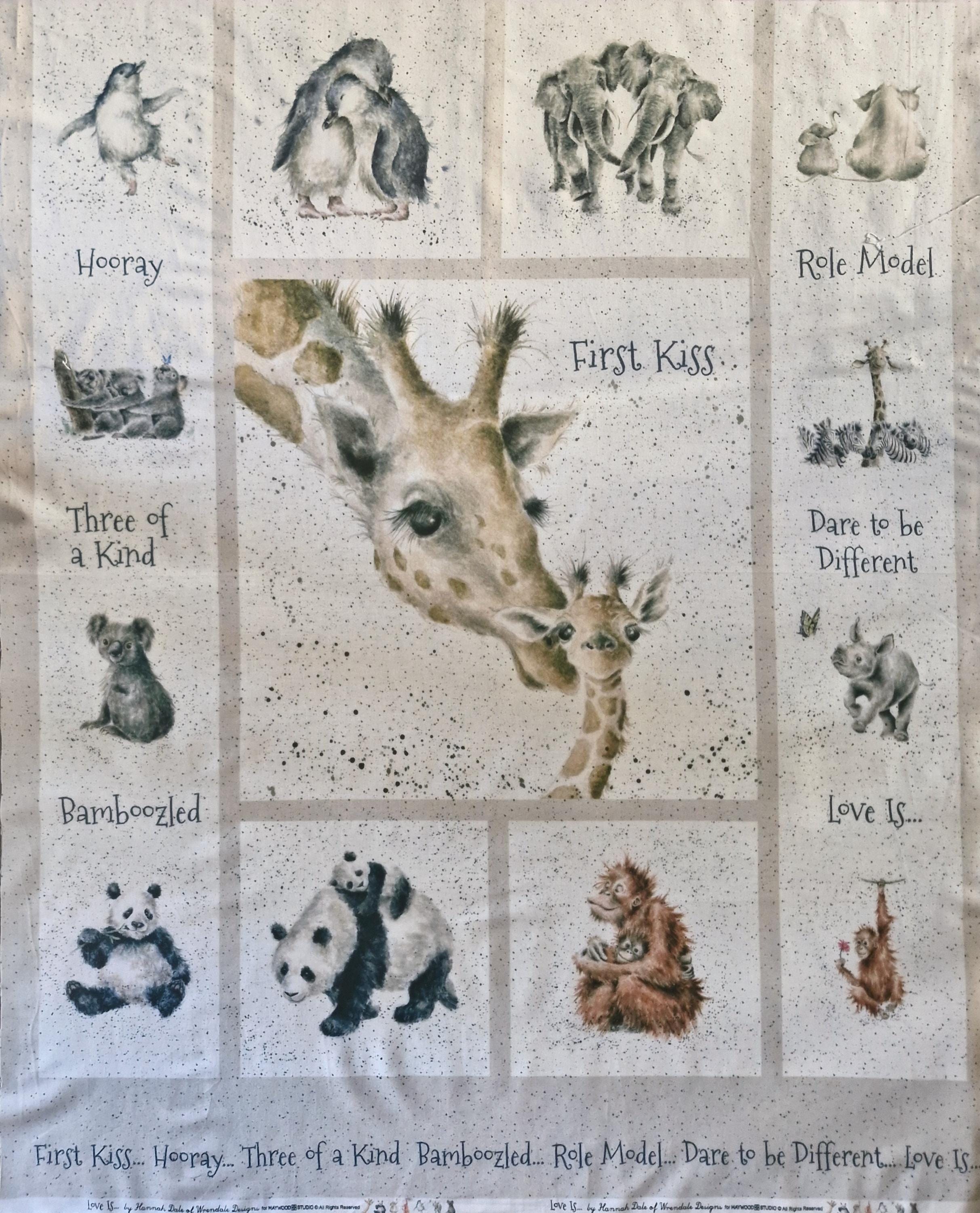 Maywood Studio Love Is Fabric Panel by Hannah Dale of Wrendale
