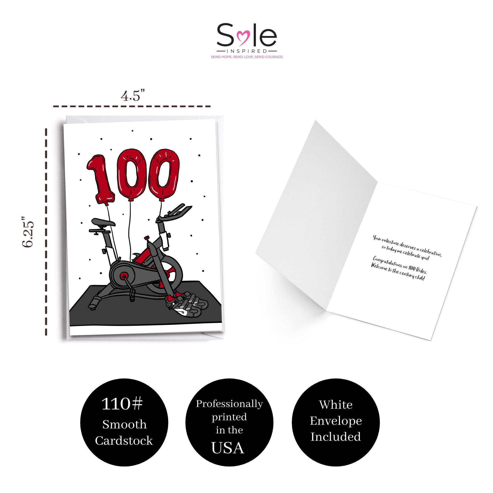 Congratulations CENTURY RIDE 100 RIDES Peloton inspired Card Etsy