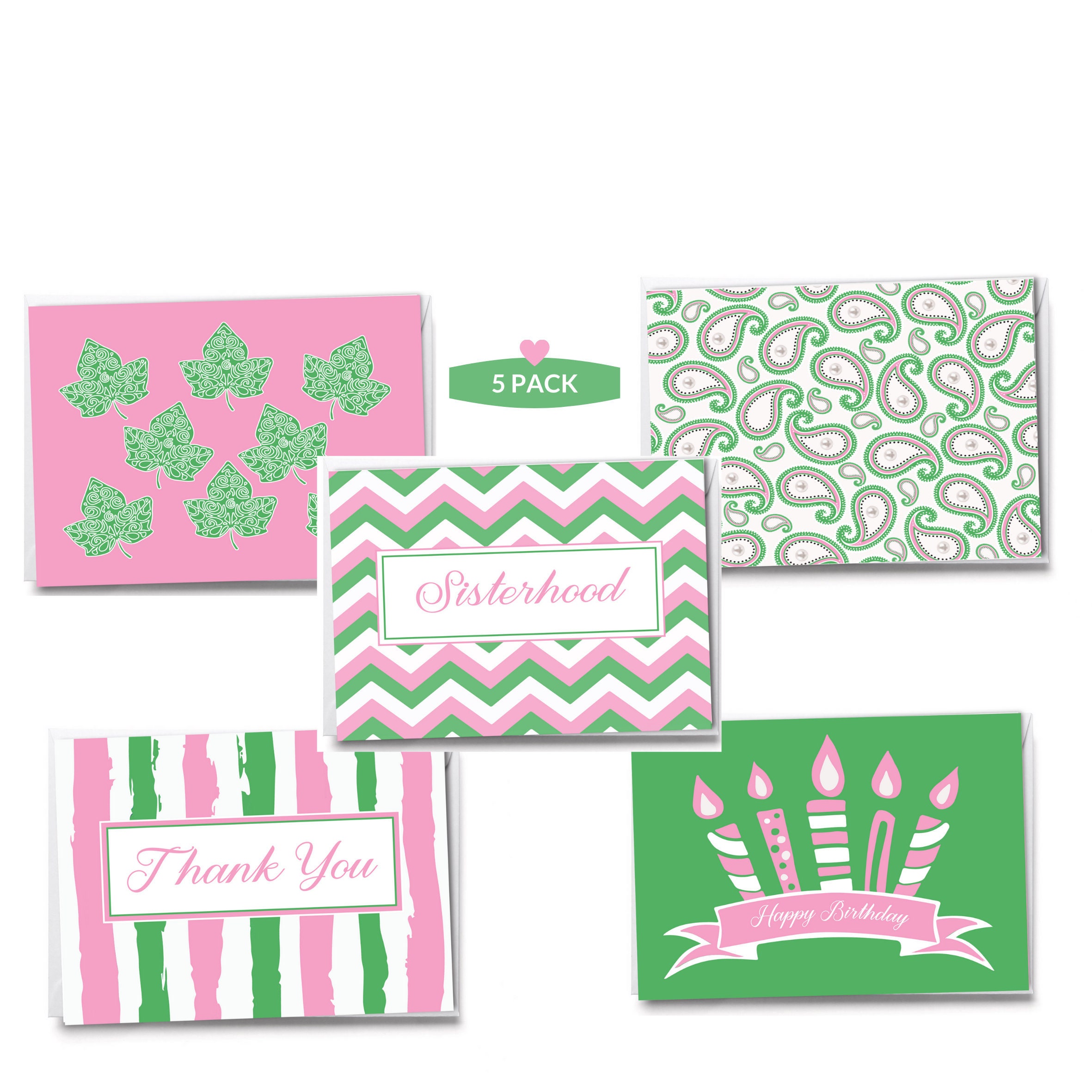Pink and Green Notecards Alpha Kappa Alpha AKA Inspired