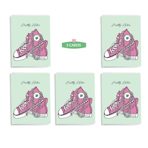 Pink and Green Pretty Notes | AKA Inspired Notecards | Sorority Inspired Chucks and Pearls Blank Note Cards