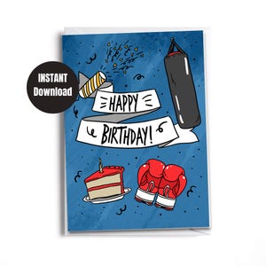 Printable Boxing Birthday Card| Downloadable card | Digital Instant Download
