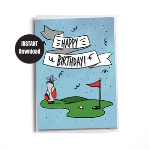 Golf Geburtstagskarte zum Ausdrucken | Herunterladbare Karte | Digitaler Sofort Download