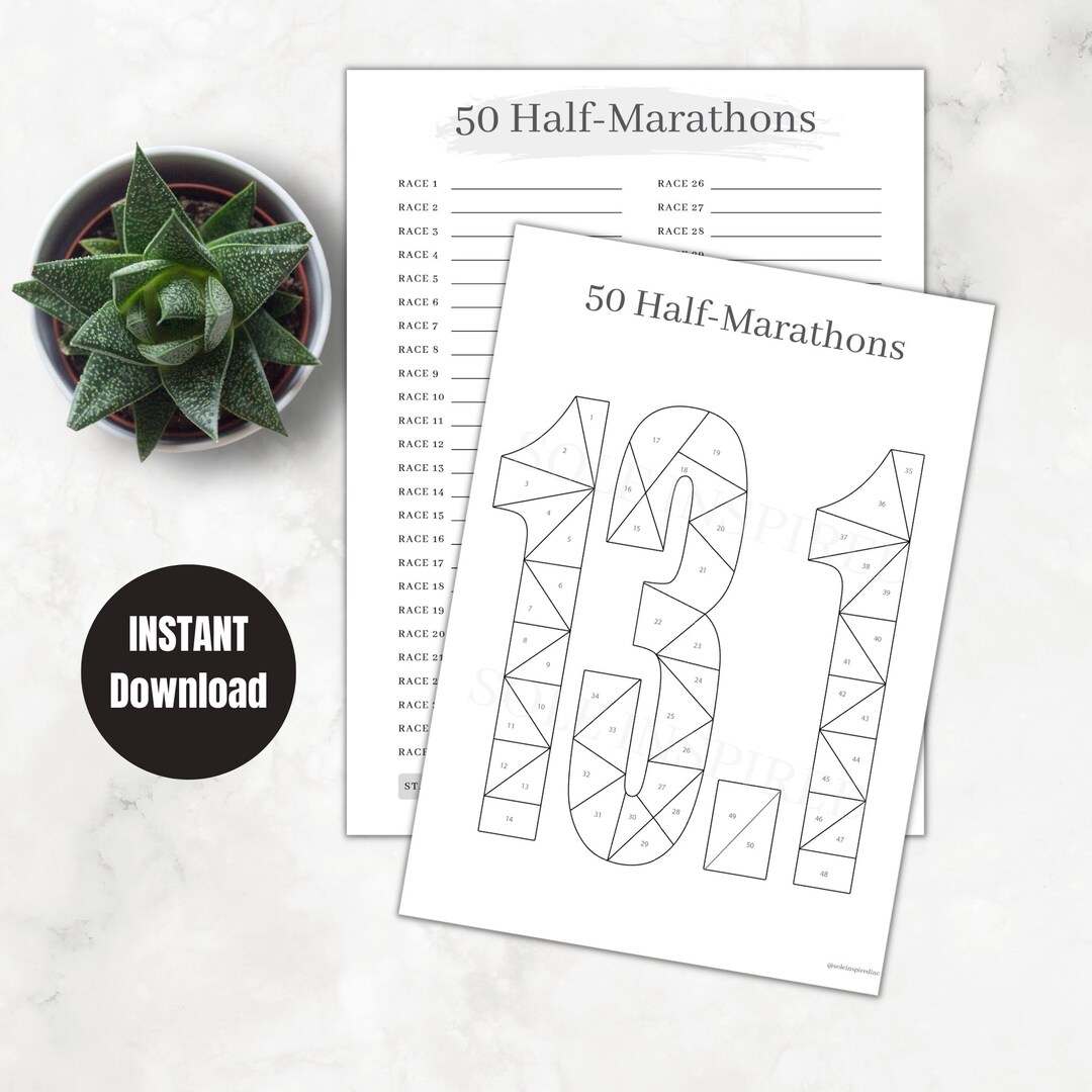 Printable Half Marathon Challenge Habit Tracker | Running | Half ...