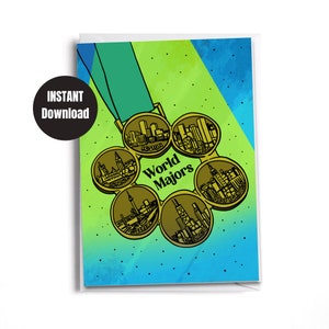Cartão imprimível principal do mundo da maratona de <br> Entrega Rápida? Cartão para download | cartão do caçador de 6 estrelas | Boston-Berlim-Chicago-Londres -Nova York-Maratona de Tóquio