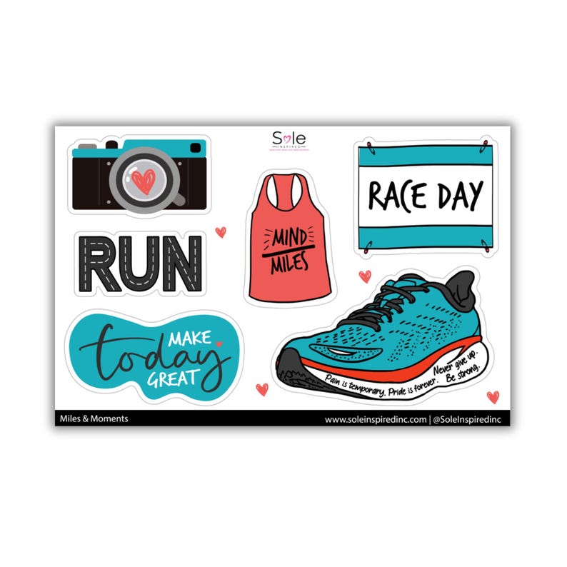 Run Sticker Design Runner Sticker Sheet: Motivational Miles & Moments Vinyl Decals - Etsy