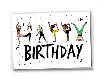 Yoga Birthday Card: Female Yogi Poses