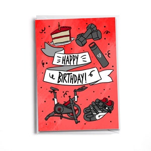 Happy Birthday Cyclist | Vibrant and Fun Red Peloton Inspired Card