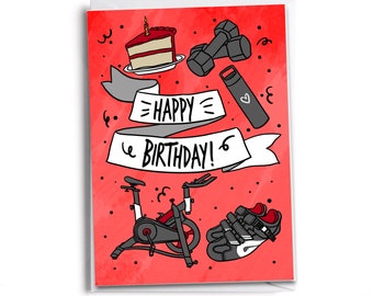 Happy Birthday Cyclist | Vibrant and Fun Red Peloton Inspired Card