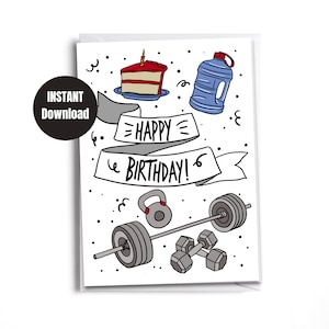 Printable | Downloadable Card | Digital Instant Download  | Happy Birthday Personal Trainer | Weight Lifting | Cross Fit  Lover