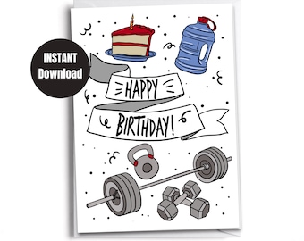Happy Birthday Personal Trainer Card: Weightlifting Gift (Digital Download)