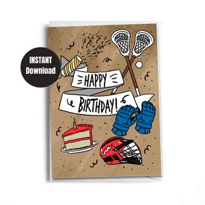 Printable Birthday Card for Lacrosse | Downloadable card | Digital Instant Download