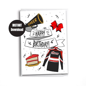 Printable  Cheer Birthday Card| Downloadable card | Digital Instant Download