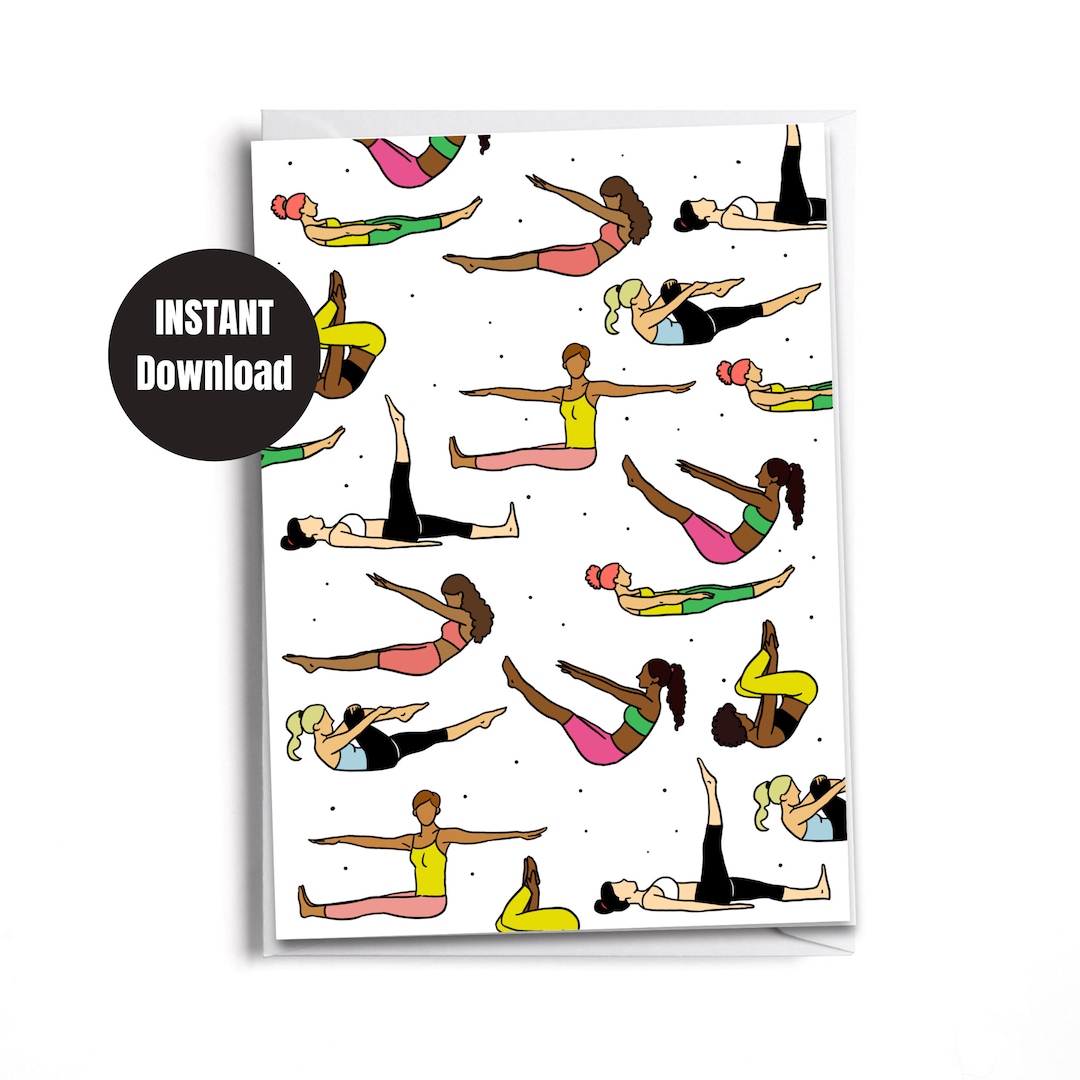 Happy Birthday Pilates Printable Card Downloadable Card Digital Instant