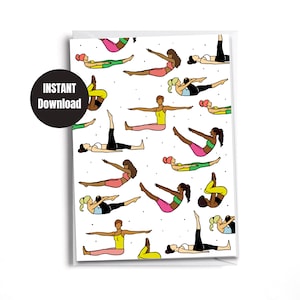 Happy Birthday Pilates Printable Card | Downloadable Card | Digital Instant Download | Yoga Lover | Pilates Gift