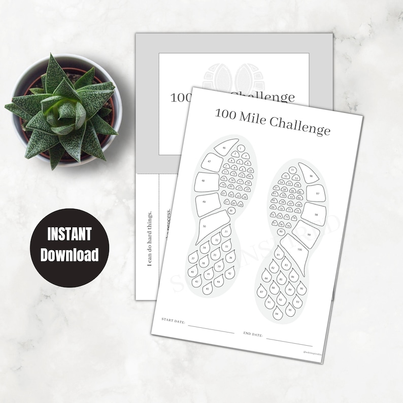 Printable Mileage Habit Tracker 100 Mile Challenge Running - Etsy