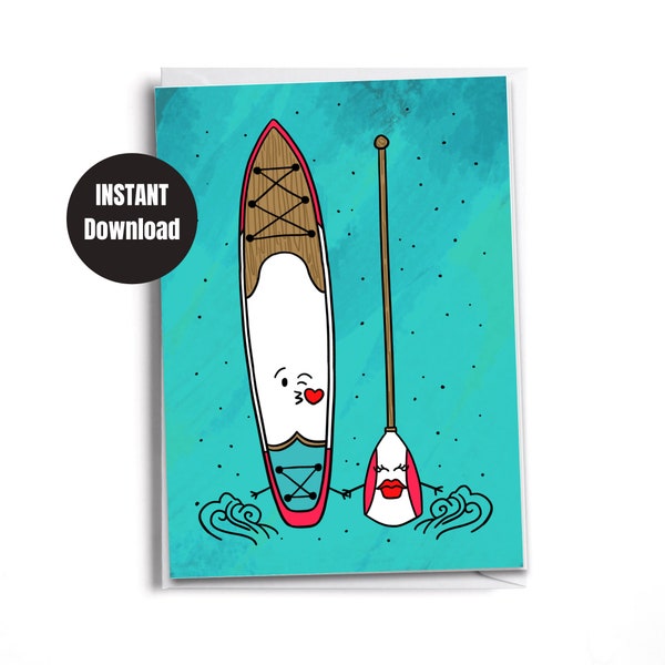 Printable Paddleboard Lovers card | Stand Up Paddleboard Greeting Card | Downloadable card | Digital Instant Download