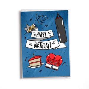 Boxing Birthday Card: Blue Card for Fighters & Fans
