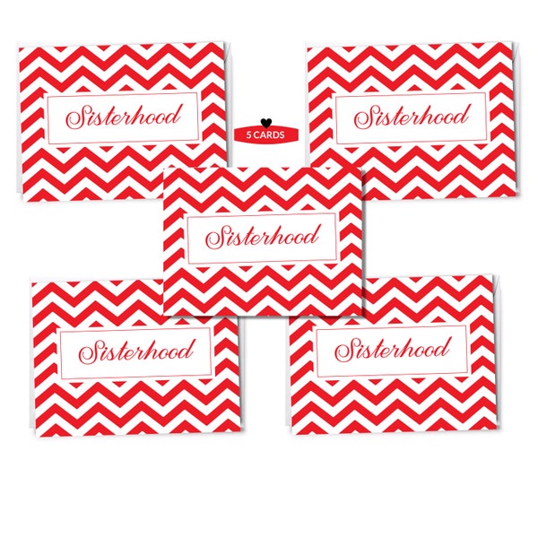 Delta Sigma Theta Sorority | DST Inspired | 5 Sisterhood Cards | Red and White notecards | Greeting cards